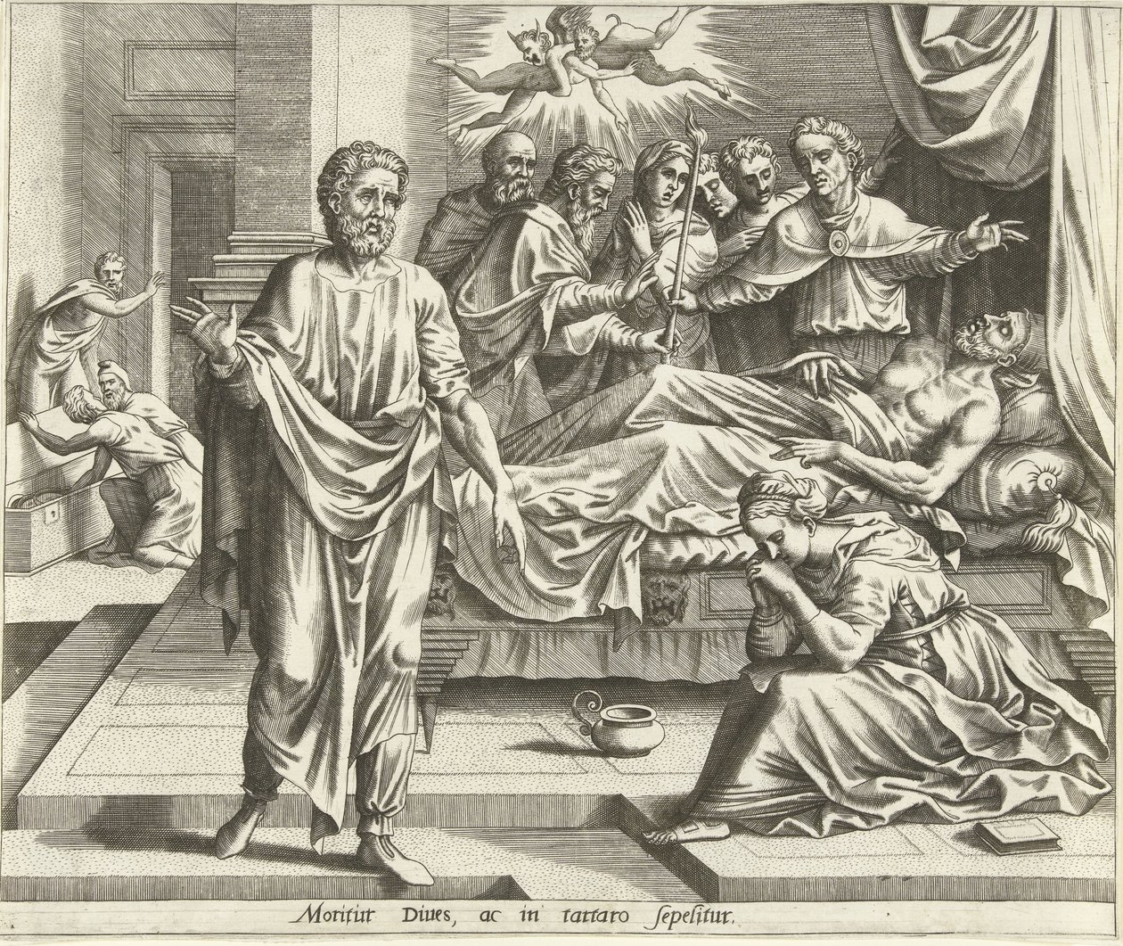 Zengin Adamın Ölümü Lazarus ve Zengin Adamın Tarihi (dizi başlığı) by Hans Collaert (I) (possibly)