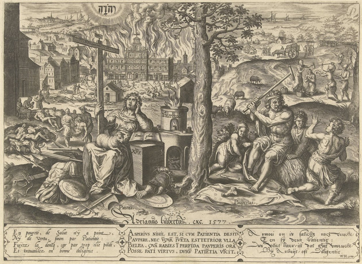 Zorluklarda sabır Yoksulluk ve Zenginlik Alegorileri (dizi başlığı) by Hans Collaert (I)