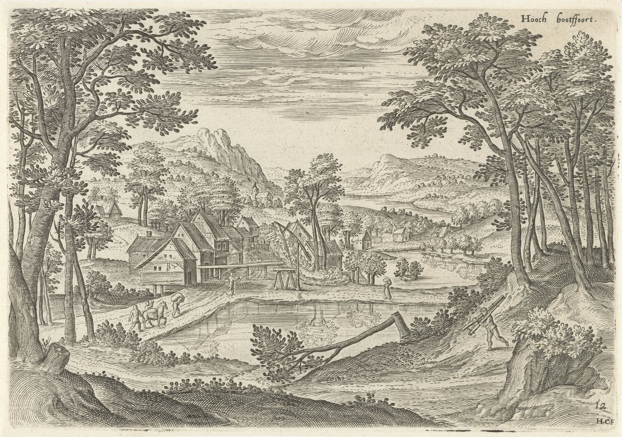 Bosvoorde manzarası Hooch bootffort (nesne üzerindeki başlık) Brüksel bölgesinden görülecek yerler (dizi başlığı) by Hans Collaert (I)