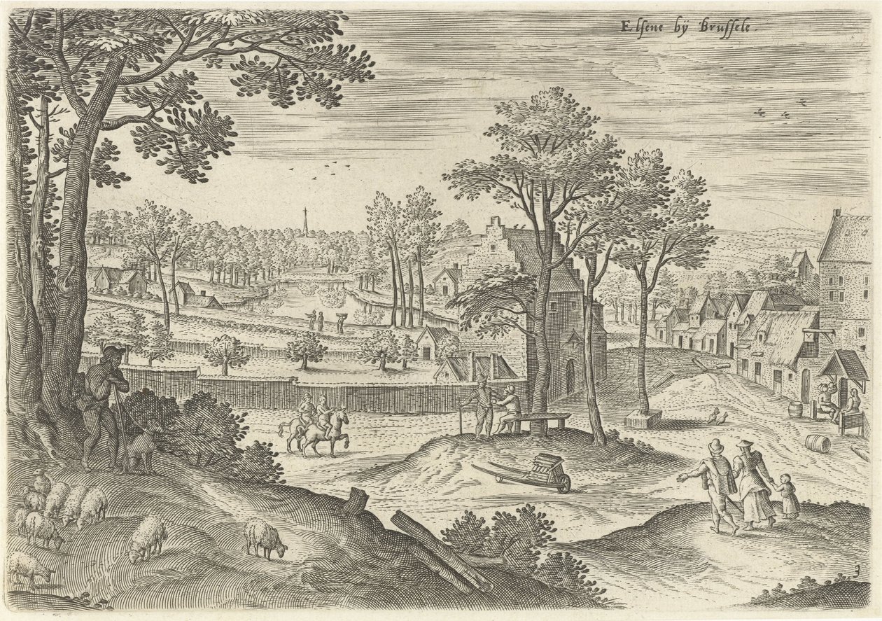 Brussele yakınlarındaki Ixelles Ixelles'in görünümü (nesne üzerindeki başlık) Brüksel çevresinden görüntüler (dizi başlığı) by Hans Collaert (I)
