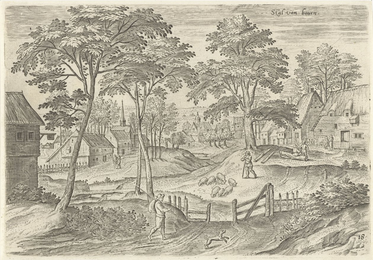 Ahır Görünümü Yukarıdan çalındı ​​(nesne üzerindeki başlık) Brüksel bölgesinden görülecek yerler (dizi başlığı) by Hans Collaert (I)