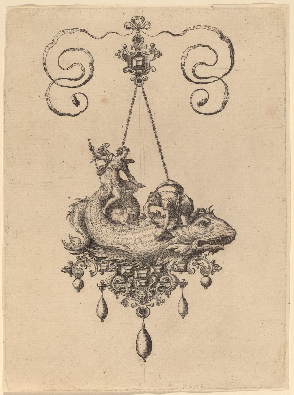 Tobias ve Melek Taşıyan Balıklı Kolye Tasarımı by Hans Collaert the Elder