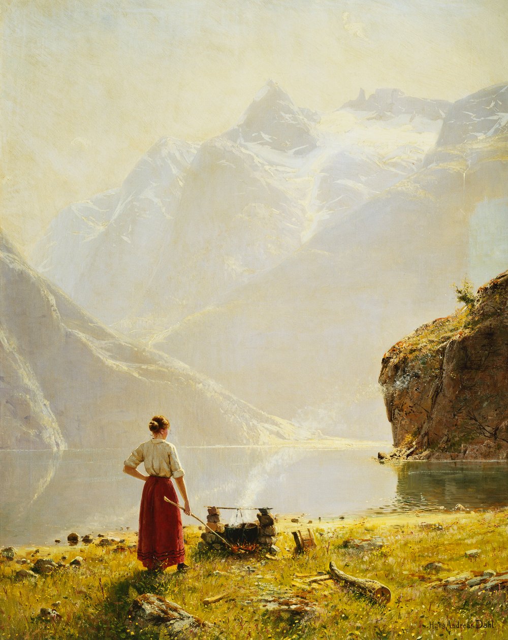 Norveç Fiyordunda Bir Yaz Günü by Hans Dahl