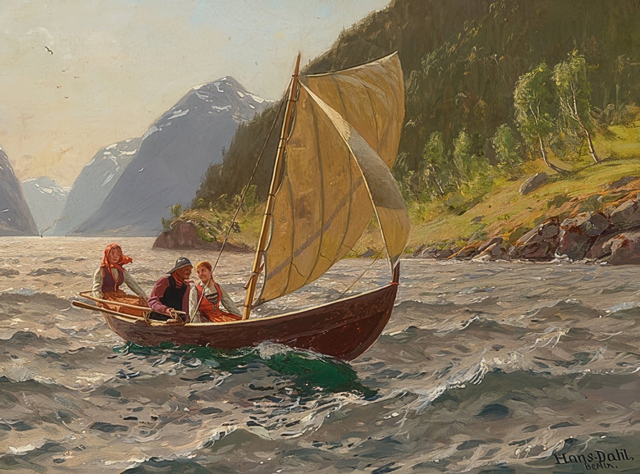 Norveç fiyort manzarasında yelken gezisi by Hans Dahl