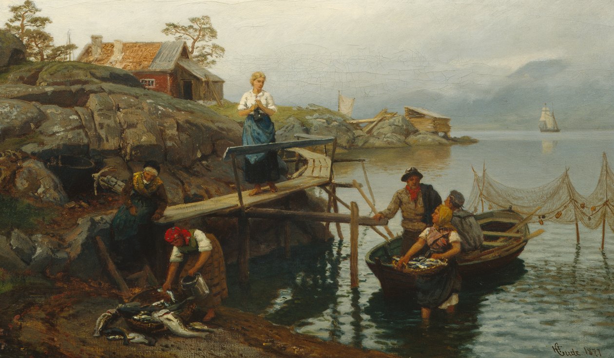 Balık tuttuktan sonra (Balıkçılıktan eve dönüş) by Hans Gude