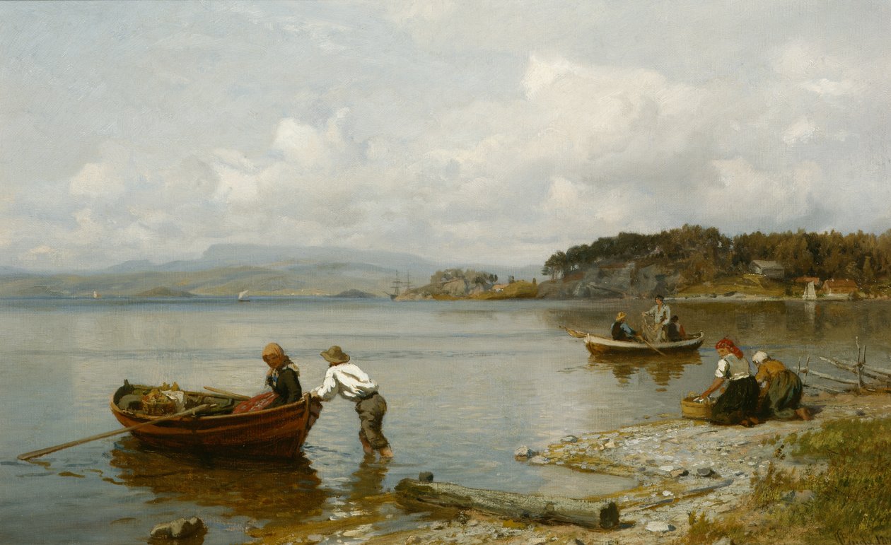 fiyort manzarası by Hans Gude