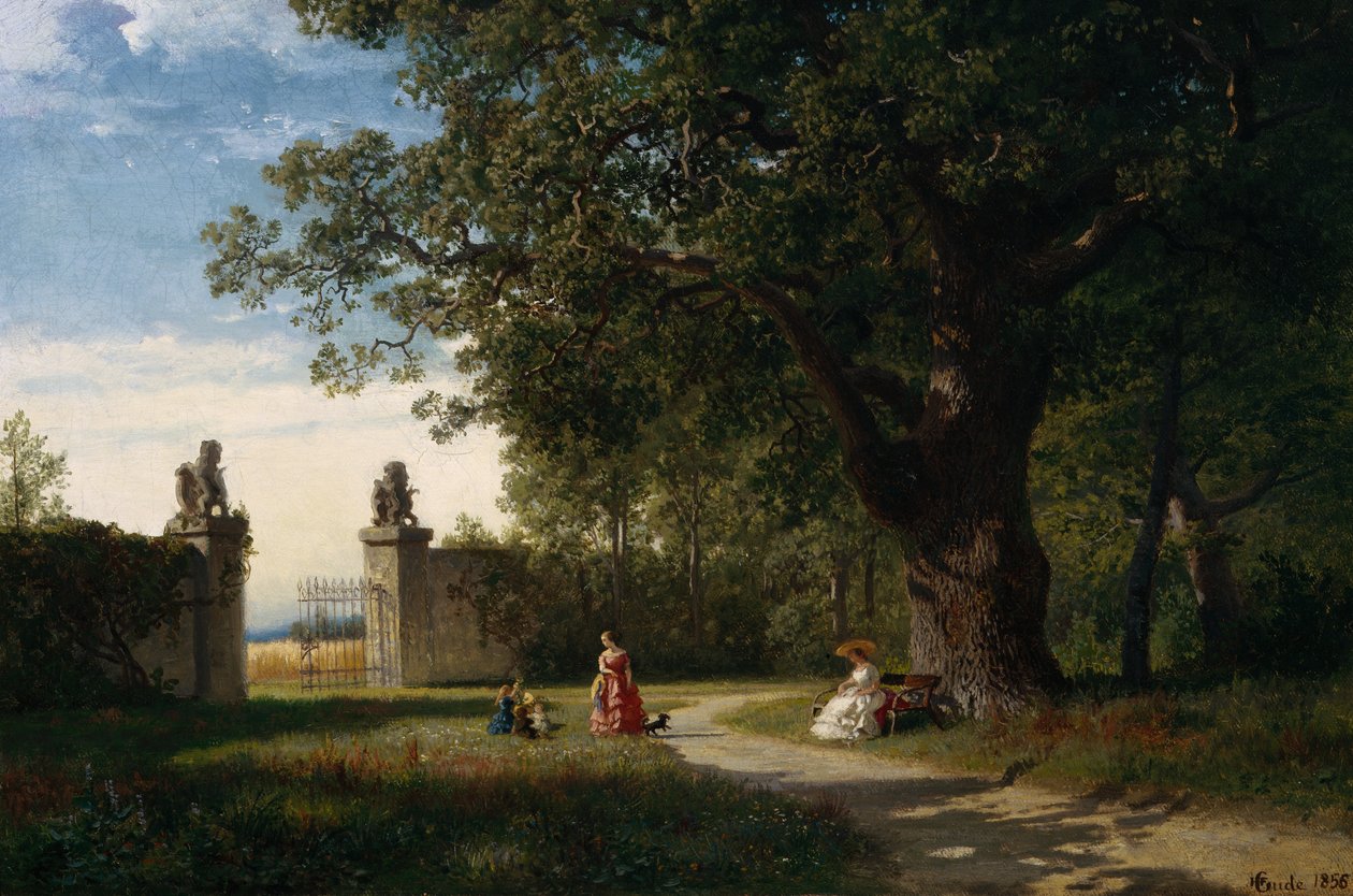 Figürlü park manzarası by Hans Gude
