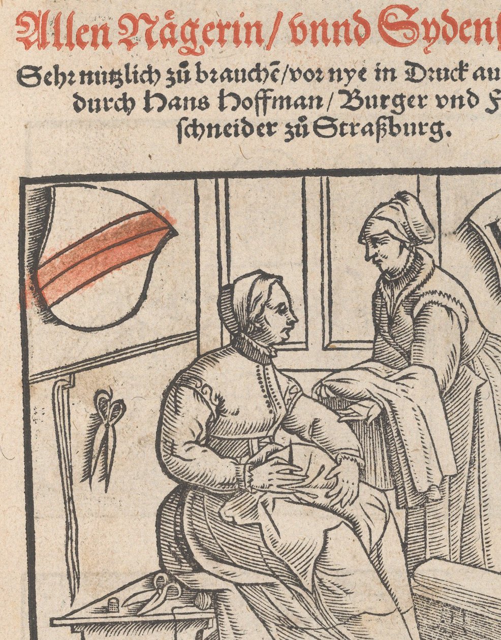 Tüm Nägerin ve Sydenstickern başlık sayfası için yeni model kitap, 1r, 1556. by Hans Hoffman