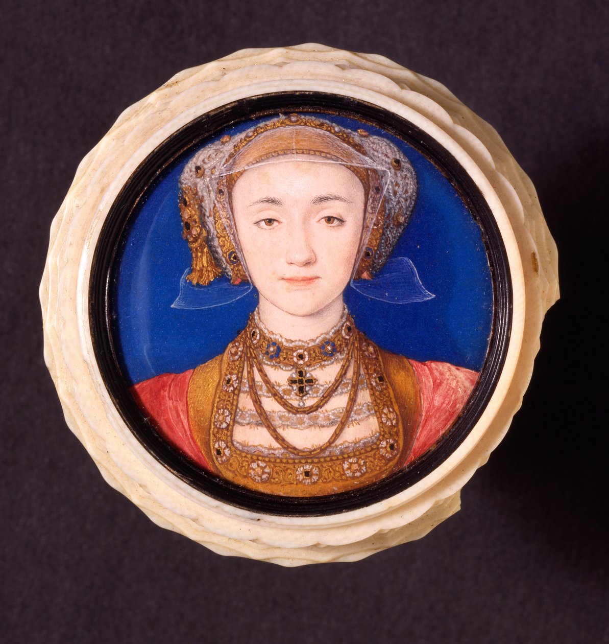 Anne of Cleves, 1539 (fildişi üzerine parşömen üzerine monte edilmiş wc) by Hans Holbein der Jüngere