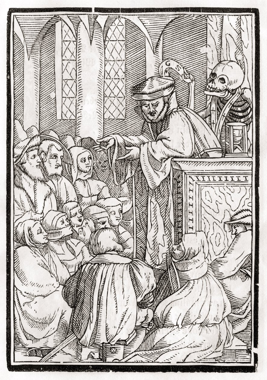 Death comes for the Preacher, engraved by Georg Scharffenberg, from 