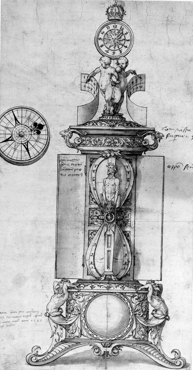Clocksalt için tasarım, c.1543 (kalem ve mürekkep ve yıkama) by Hans Holbein der Jüngere