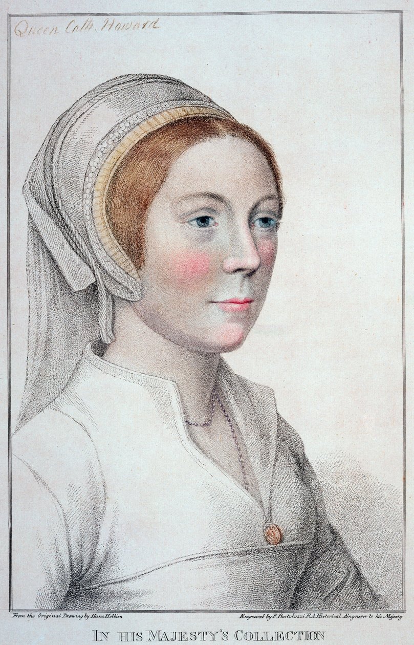 Francesco Bartolozzi (1727-1815) 1796 tarafından oyulmuş Catherine Howard (1520-42) portresi by Hans Holbein der Jüngere