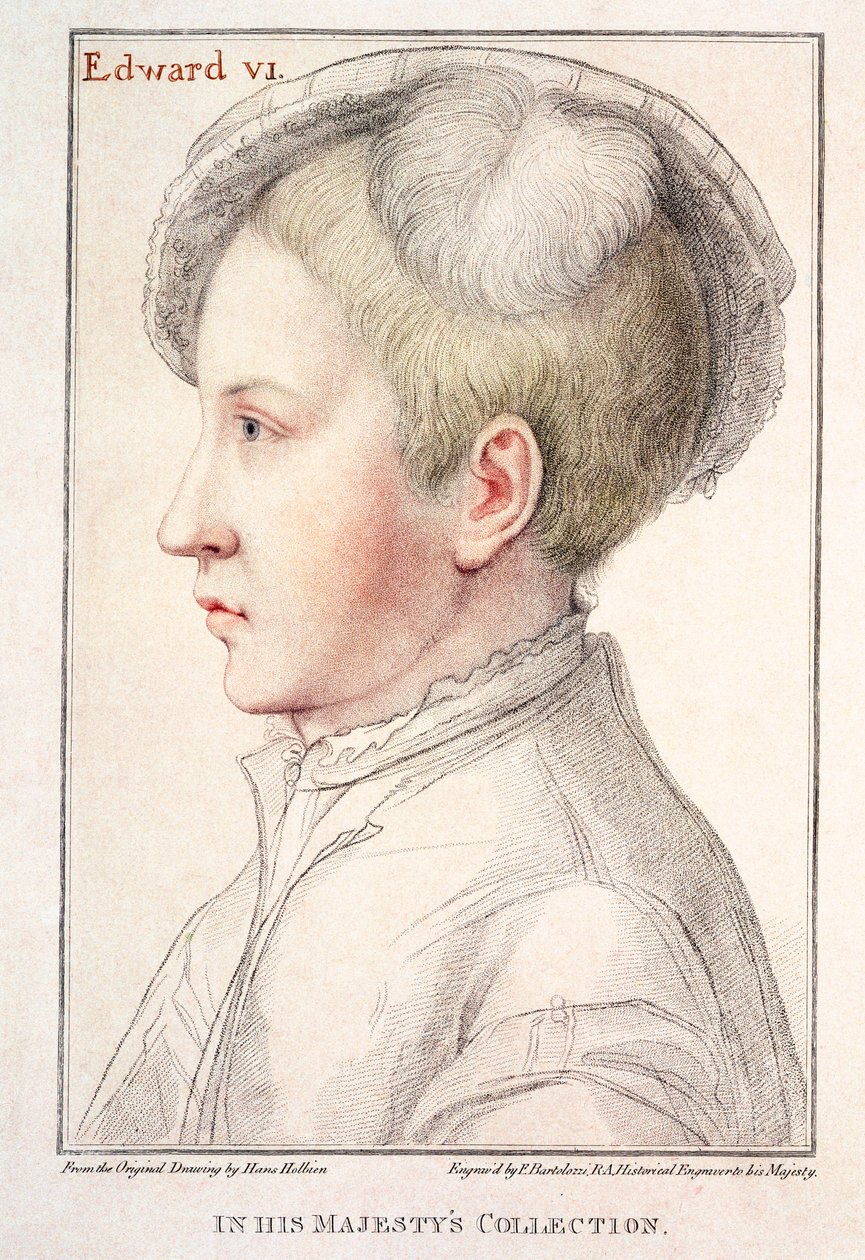 Francesco Bartolozzi (1727-1815) 1796 tarafından oyulmuş Edward VI (1537-53) portresi by Hans Holbein der Jüngere