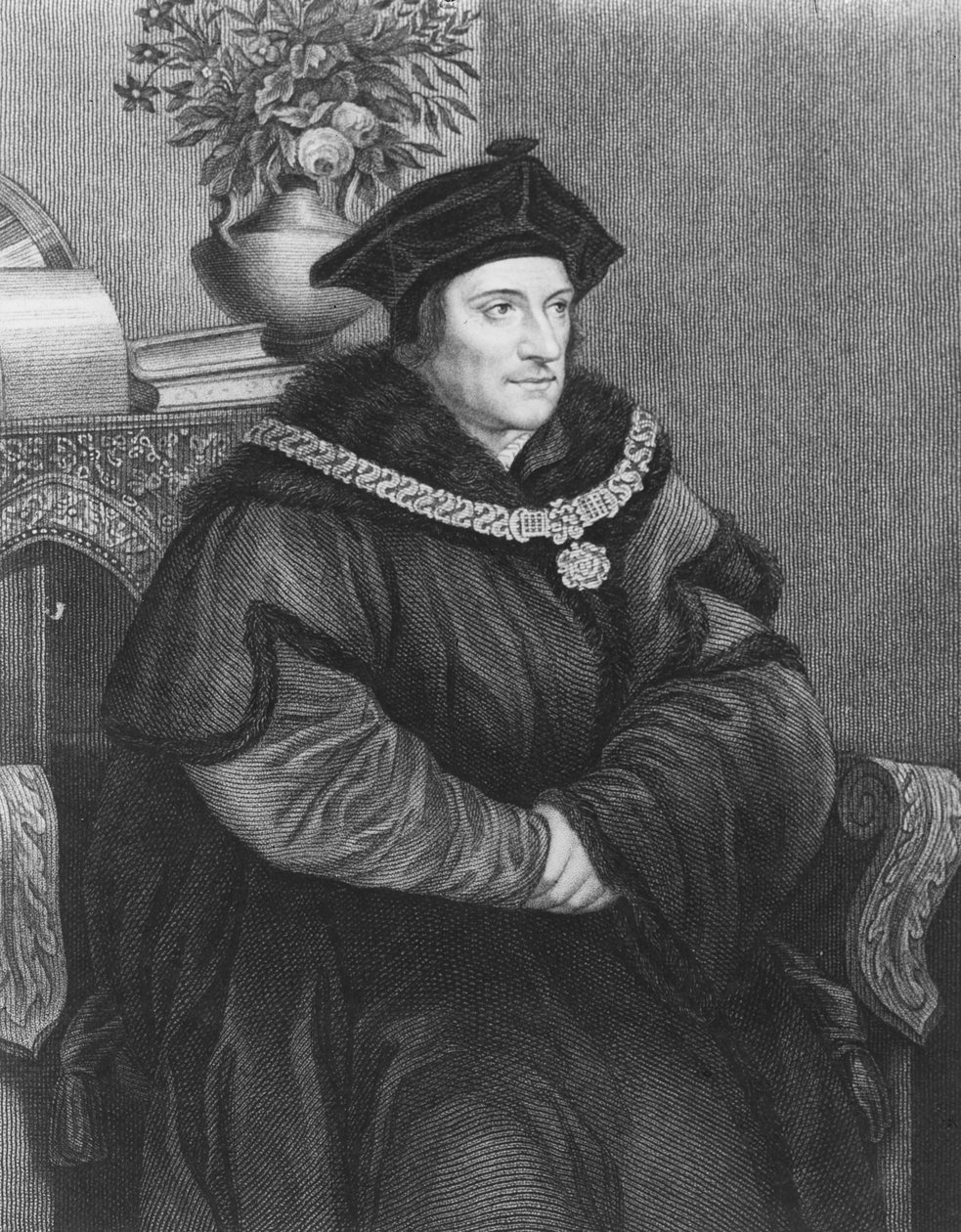 Sir Thomas More (1477-1535) (gravür) by Hans Holbein der Jüngere