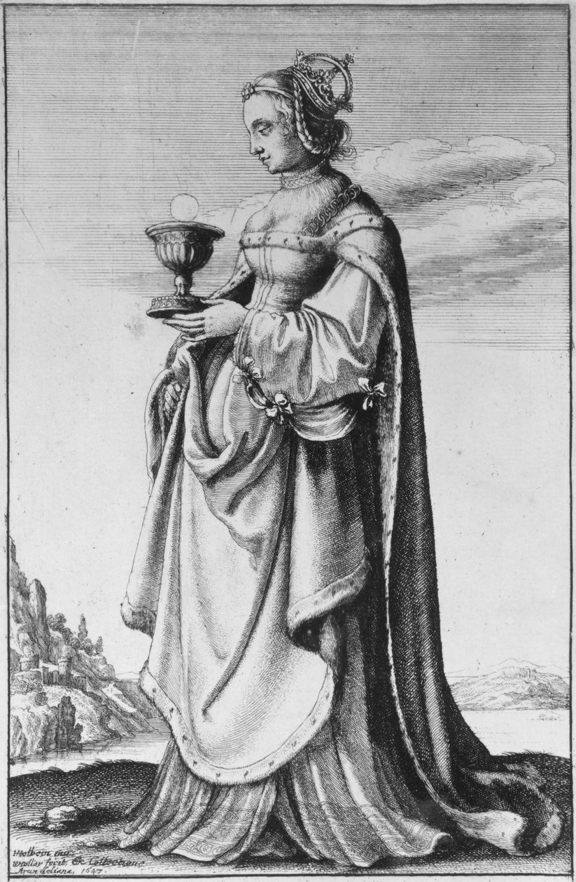 St. Barbara, etched by Wenceslaus Hollar, 1647  by Hans Holbein der Jüngere