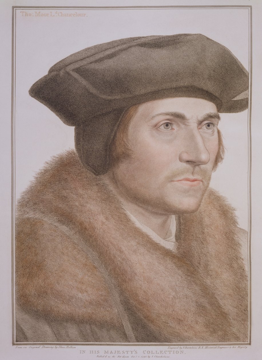 Thomas More, Lord Chancellor (1478-1535) Francesco Bartolozzi (1727-1815) tarafından oyulmuş by Hans Holbein der Jüngere