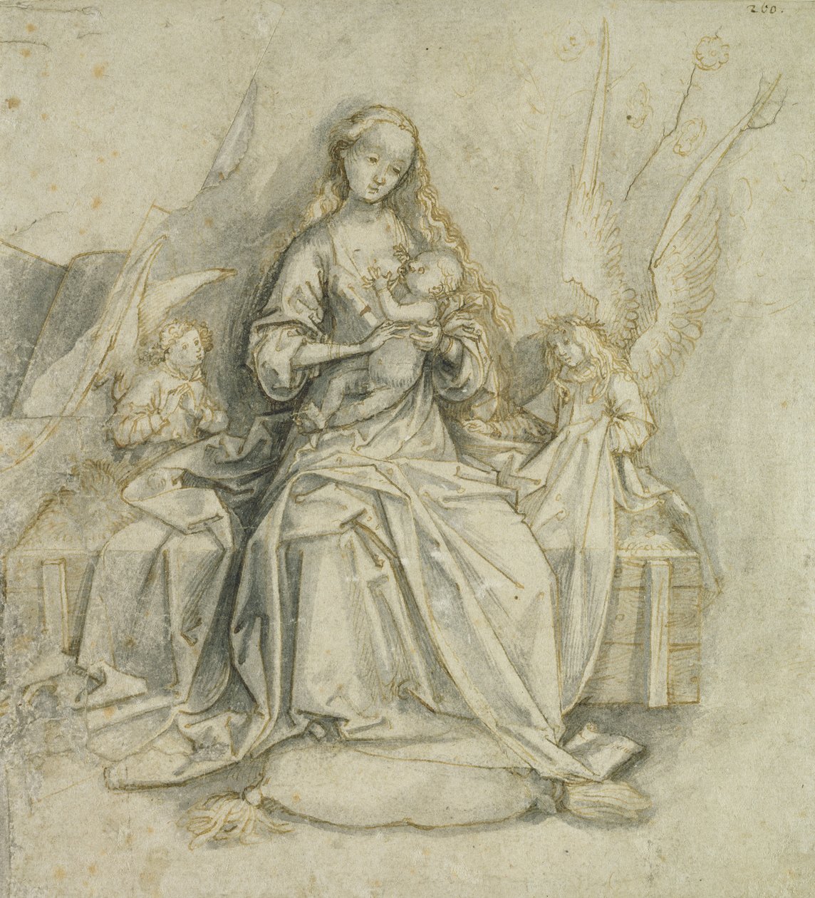 Madonna ve Çocuk (kağıt üzerine kurşun kalem ve kahverengi mürekkep) by Hans Holbein the Elder