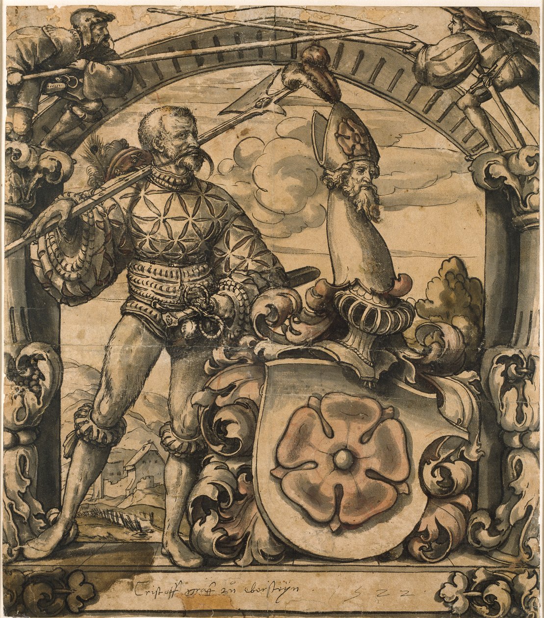 Hanedan bir vitray paneli için tasarım, 1522 by Hans Holbein der Jüngere