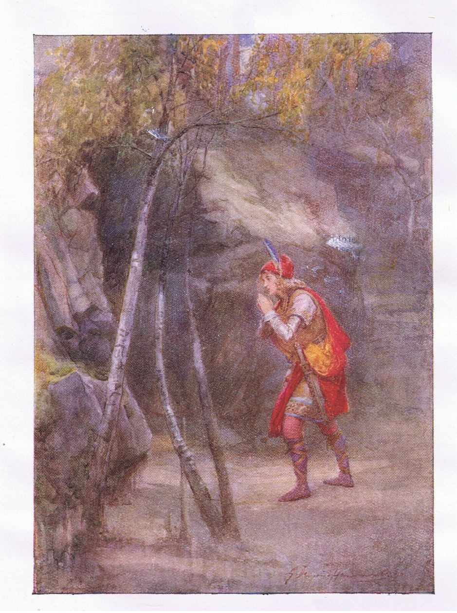 No! whos here? If anything thats civil speak (Cymbeline), from The Complete Works of Shakespeare published by George Harrap & Co Ltd, 1920s  by Hans Holbein der Jüngere