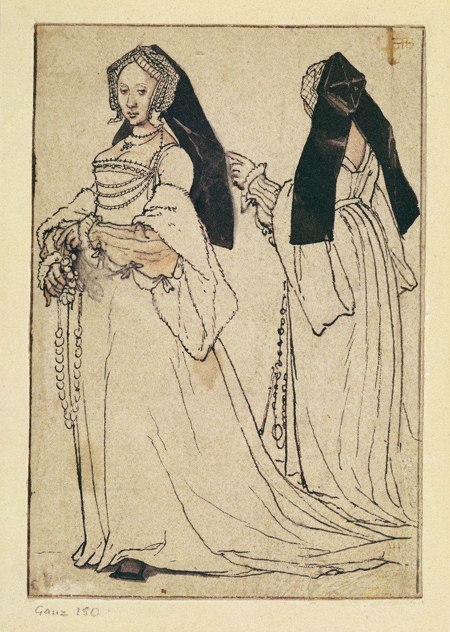 İngiliz Kapşonlu Bir Kadının İki Görünümü, c.1528-30 by Hans Holbein der Jüngere