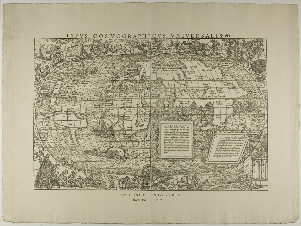 Tip Cosmographicus Universalis, Sim. Grynaeus, Novus Orbis, Basileae 1532 by Hans Holbein the Younger