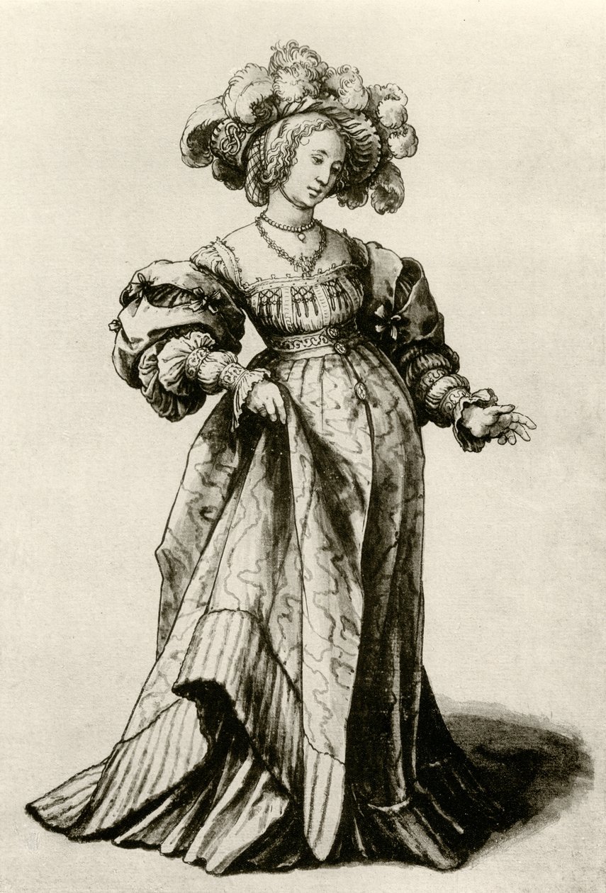 Tüylü şapkalı genç Basel hanımı by Hans Holbein der Jüngere