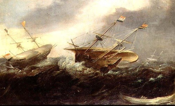 Bir fırtınada Hollandalı savaş adamları by Hans I Savery