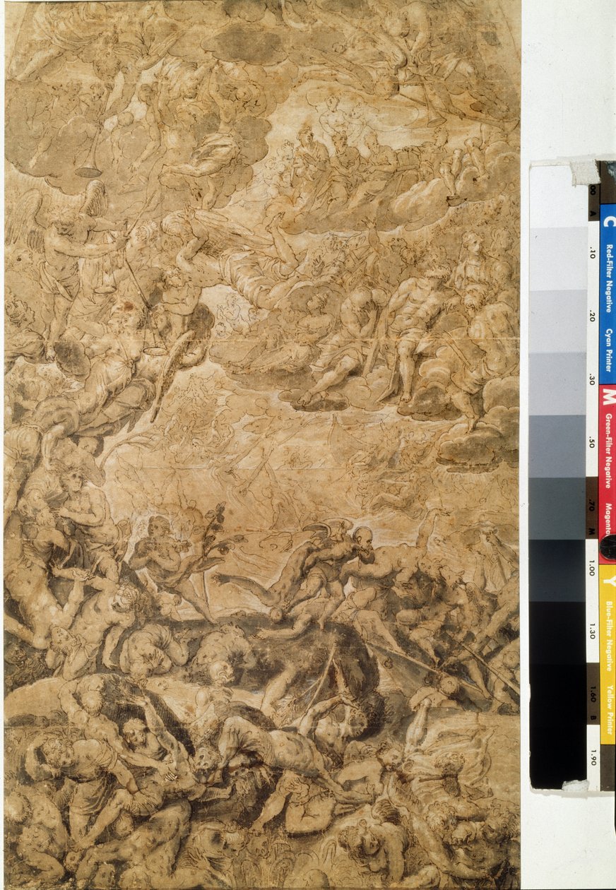 Son Yargı. Hans Rottenhammer, Groin (1564-1625) tarafından çizim. Kağıt üzerinde Grisaille, 53.7 x 31.6 cm, yaklaşık 1590. Alman sanatı, Maniyerizm. Puşkin Güzel Sanatlar Müzesi, Moskova. by Hans I or Johann Rottenhammer