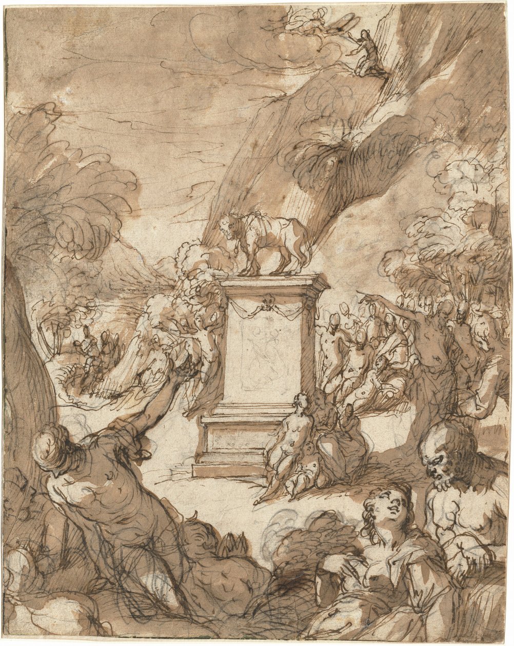 Altın Buzağıya Tapınma by Hans I or Johann Rottenhammer