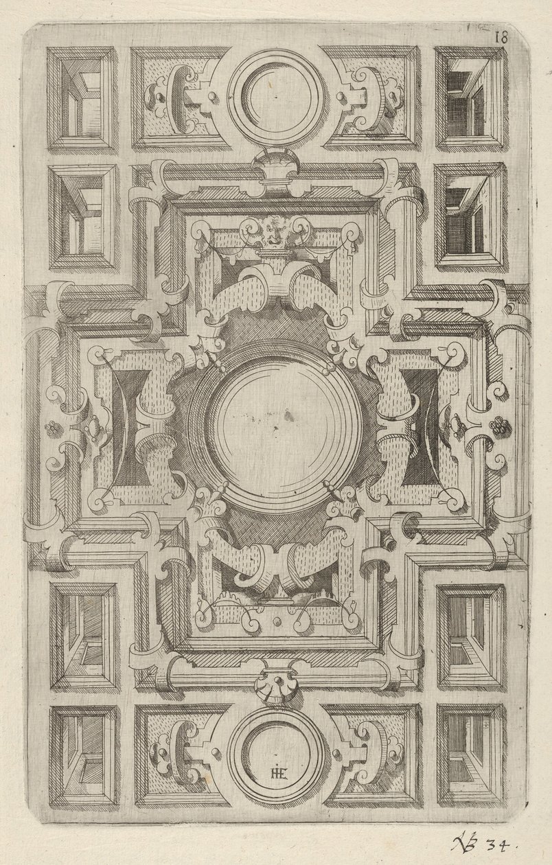 Askılı ve Çapraz Şekilli Merkezli Tavan için Tasarım, 1609. by Hans Jakbob Ebelmann