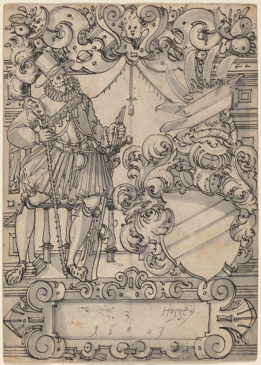 Arması Olan Bir Donör (Kalkan Arkadaşı ve Eğik Çubuk Hanedan Kalkanı) by Hans Jegli II