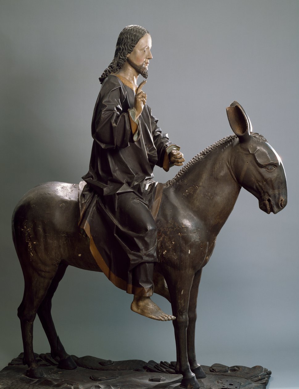Eşek üzerindeki İsa, 1498 dolayları, Hans Klocker (aktif 1478-1500), çok renkli ahşap heykel, İtalya by Hans Klocker