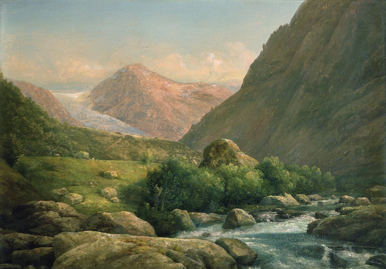 Bondhus buzulu (tuval üzerine yağlı boya) by Hans Leganger Reusch