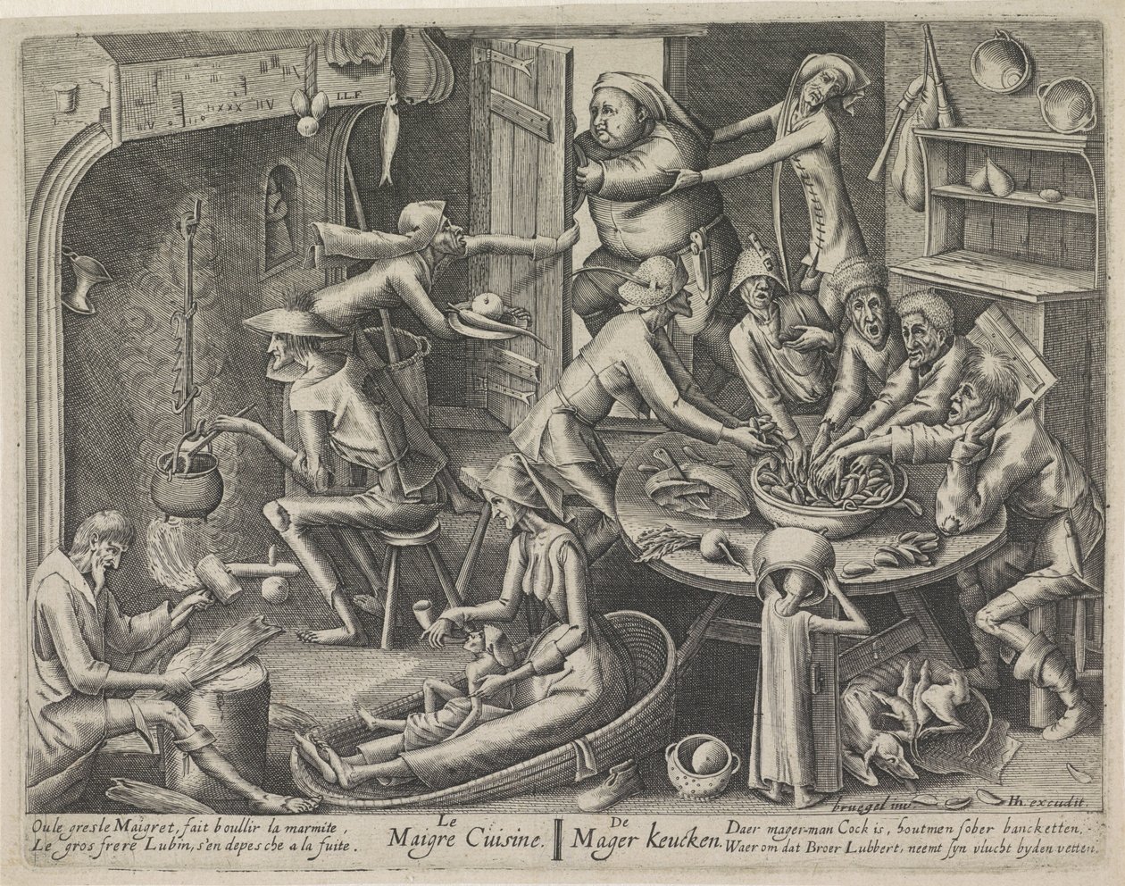 sıska mutfak Le Maigre Mutfağı / The Skinny Keucken (nesne üzerindeki başlık) Yalın mutfak ve yağlı mutfak (dizi adı) by Hans Liefrinck (I) (possibly)