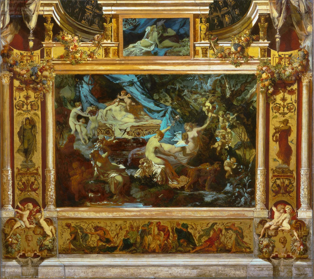 Tiyatro Perdesi Tasarımı Bir Yaz Gecesi Rüyası, 1872 by Hans Makart