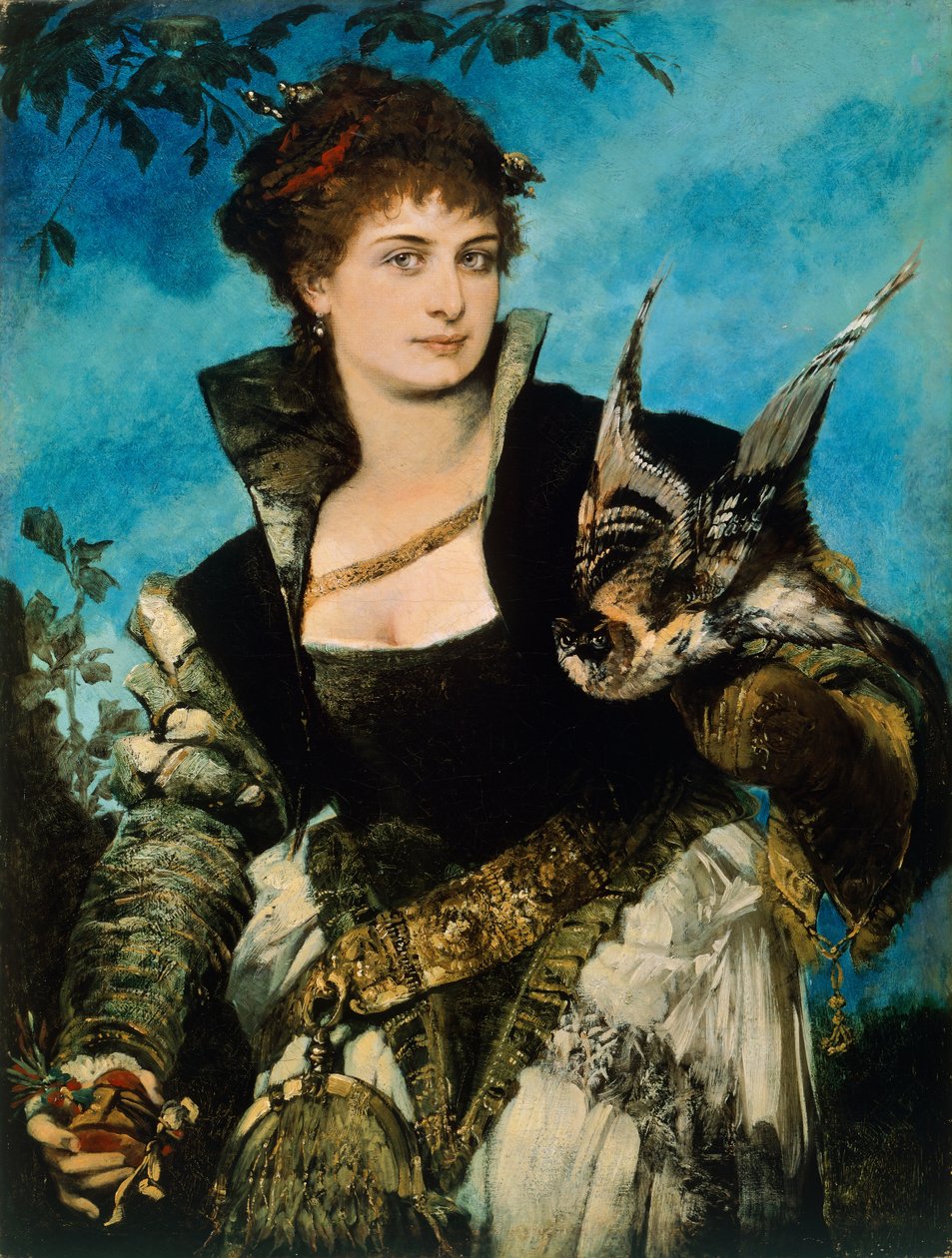 Falconer, Hans Makart (1840-1884), tuval üzerine yağlı boya by Hans Makart
