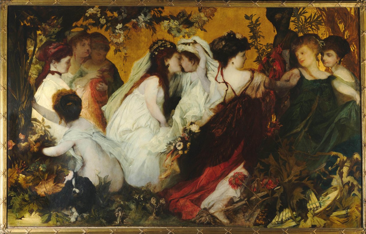 Modern Amoretti, Üç Parçalı, sağ panel, 1868. by Hans Makart