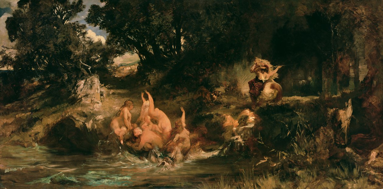 Deniz Kızları ve Kaplan, 1872-73 by Hans Makart