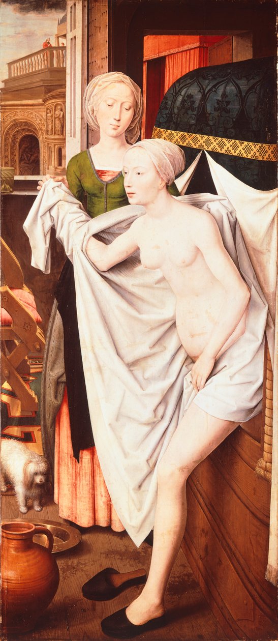 Bathsheba banyosunda, c.1485 (resim) by Hans Memling
