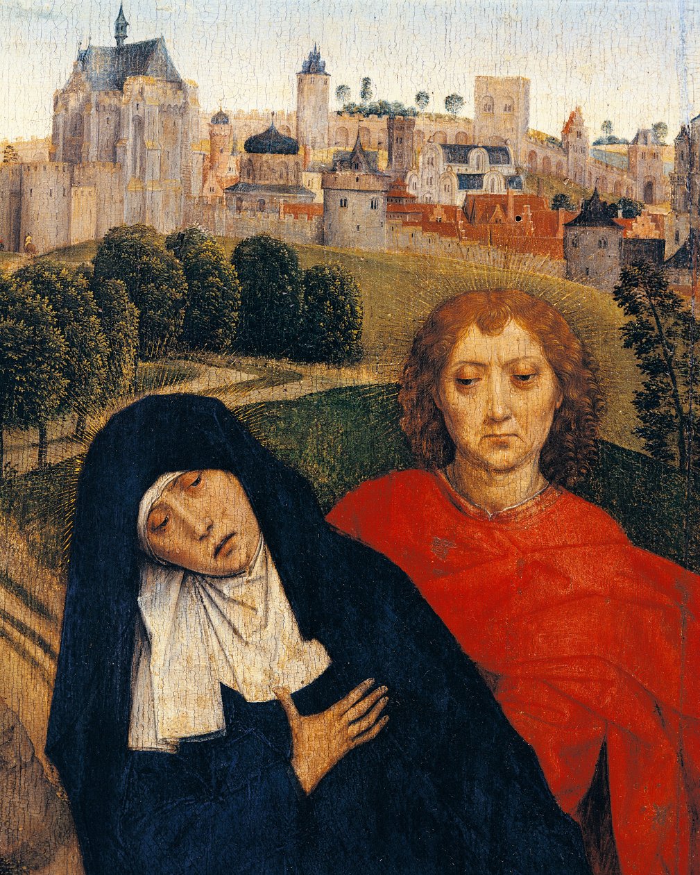Our Lady of Sorrows, Hans Memling'in Çarmıha Gerilme'sinden detay (yaklaşık 1430-1494) by Hans Memling
