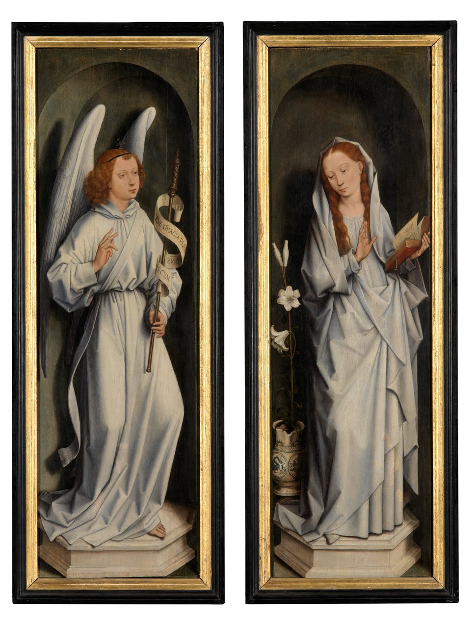 Müjdeyi gösteren bir çift kanadın tersi (panel üzerinde yağ) by Hans Memling