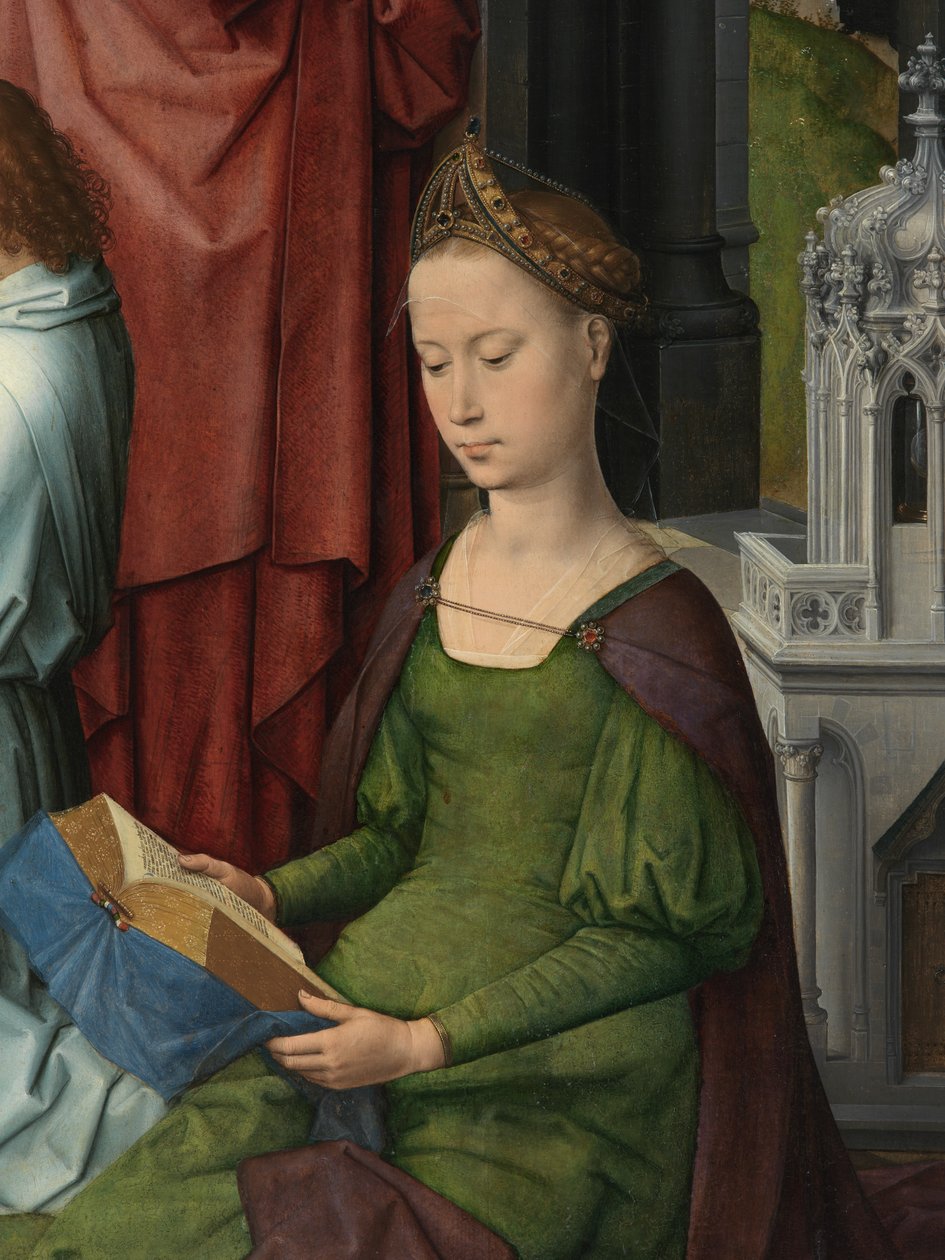Aziz Barbara, Vaftizci Aziz Yahya ve Evanjelist Aziz Yahya Triptikinin orta panelinin detayı by Hans Memling