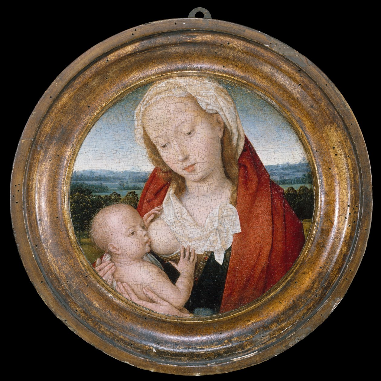 Bakire ve Çocuk, c.1475-80 (tahta üzerine yağlı boya) by Hans Memling