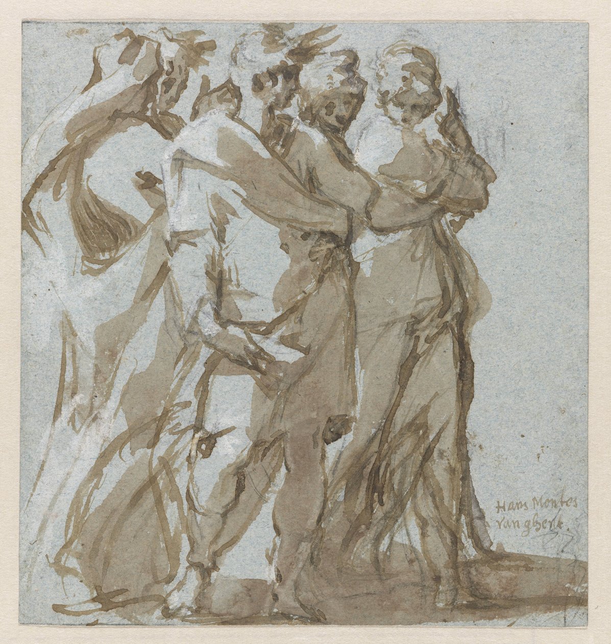 Beş ayakta figür by Hans Mont (signed by artist)