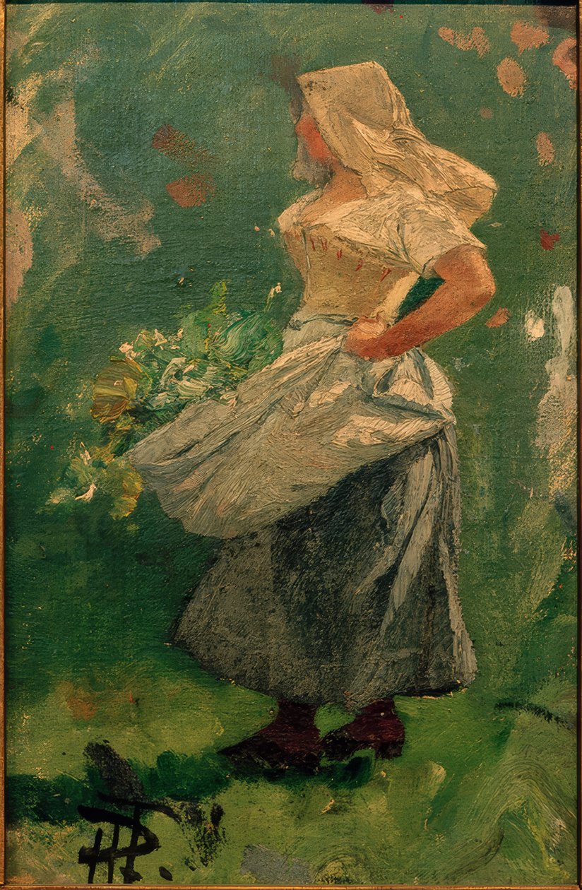 Önlüğünde lahana olan köylü kız by Hans Peter Feddersen der Jüngere