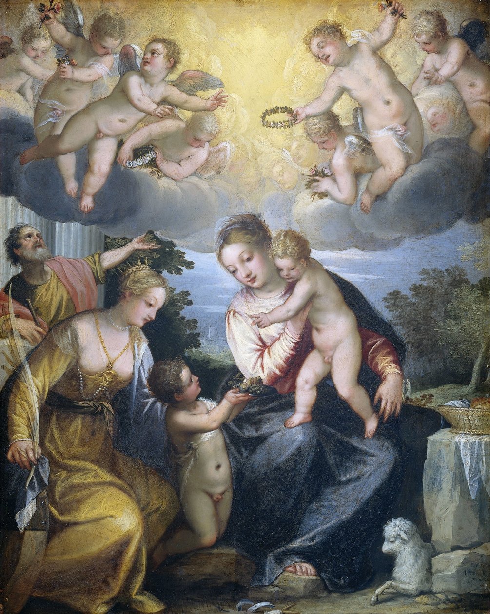Genç Vaftizci Yahya ve Aziz Catherine ile Bakire ve Çocuk by Hans Rottenhammer (I)