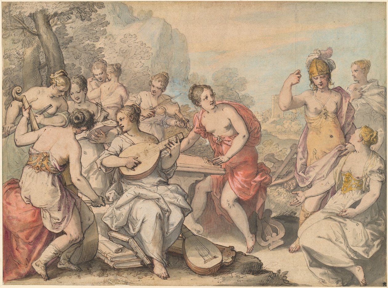 Minerva ve İlham Perileri by Hans Rottenhammer