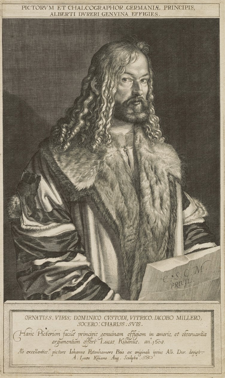 Lucas Kilian tarafından oyulmuş Dürer portresi by Hans Rottenhammer