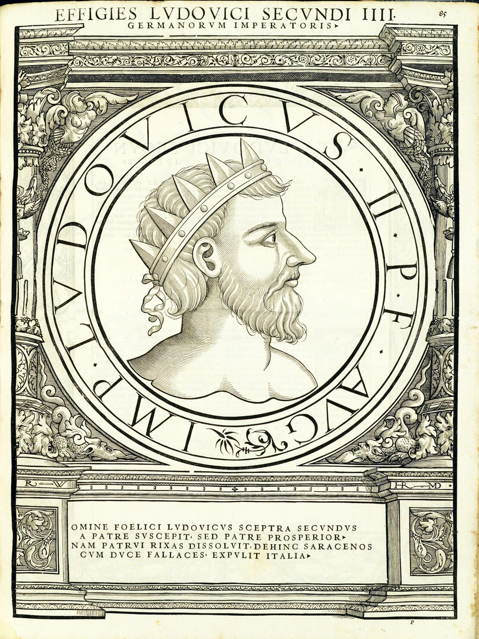 Luis II, 'Tüm Doğu ve Batı'nın Roma İmparatorları'ndan bir çizim by Hans Rudolf Manuel Deutsch