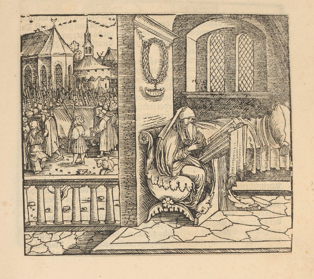 Dua eden kadın ve cenaze alayı by Hans Schäufelein (possibly)